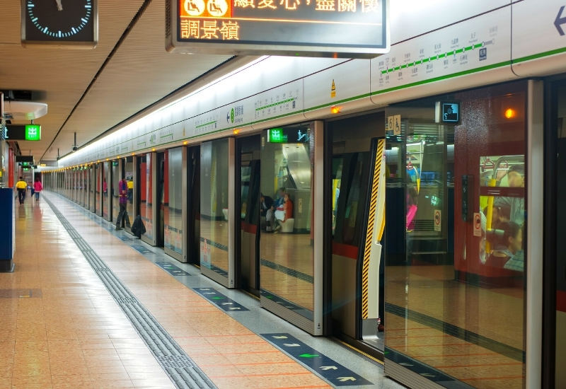 Subway in Hong Hong. MTR Station and Train