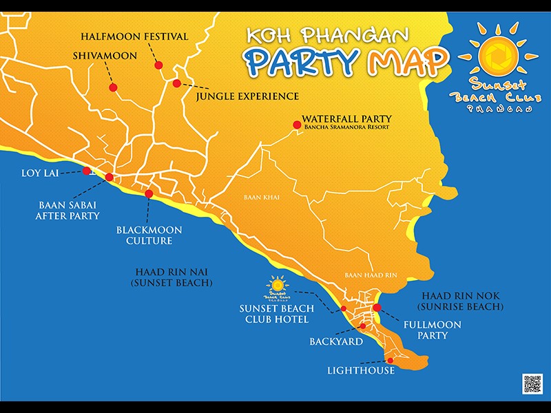 Full moon party, Loh Phangan Map