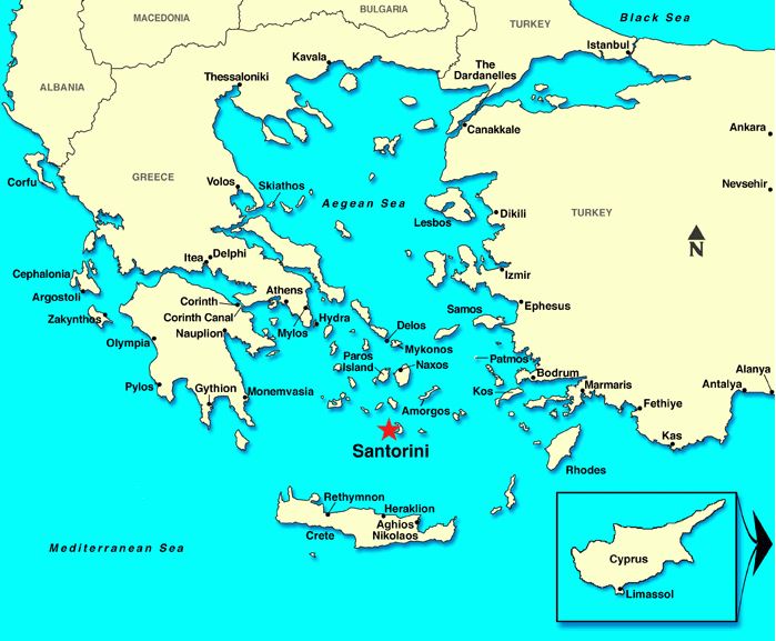 Santorini Location on Map