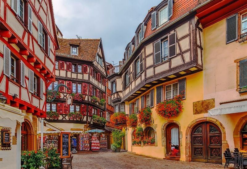 Historical street in Colmar city center