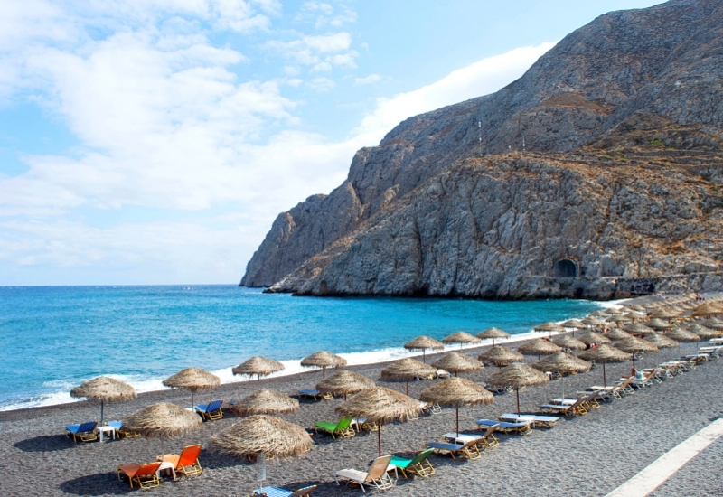 Kamari Beach in Santorini