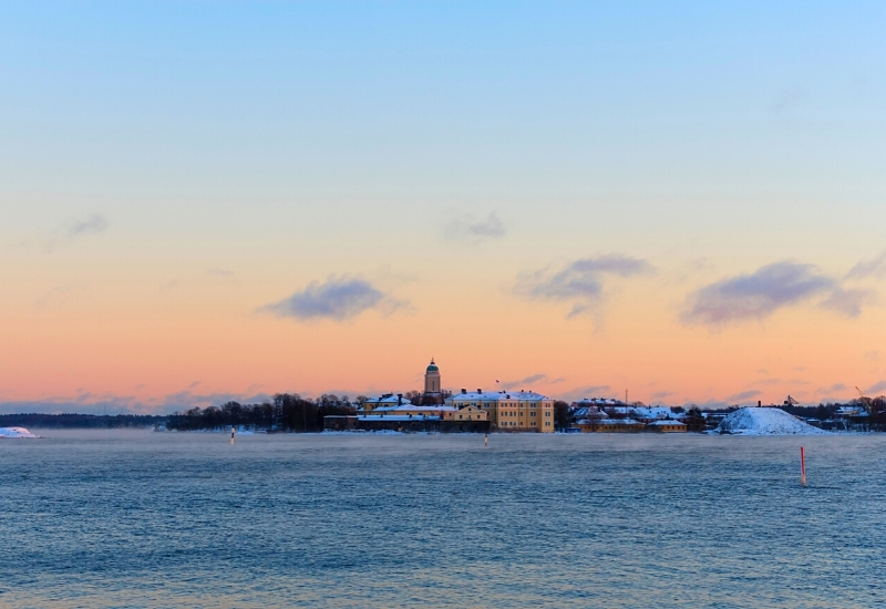 Evening view of Suomenlinna in Helsinki, Finland