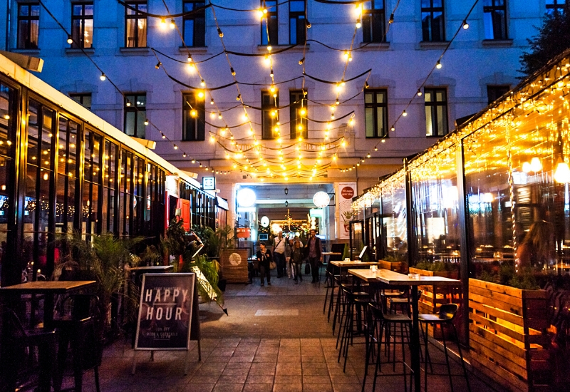 The Gozsdu Courtyard, once the core of Budapest's Jewish quarter, today is popular place with restaurants, pubs and bars.