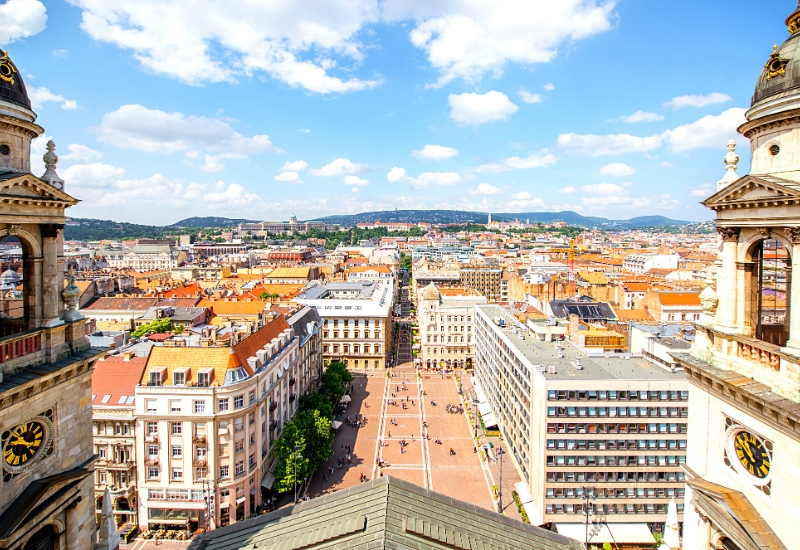 View from St Stephens Basilica, Budapest Hungary