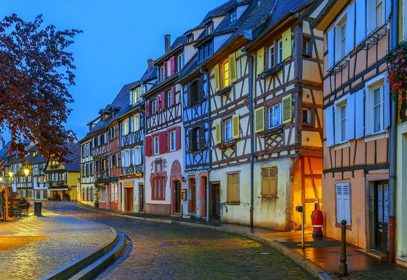 Area little Venice (la Petite Venise) in Colmar, Alsace, France. Evening