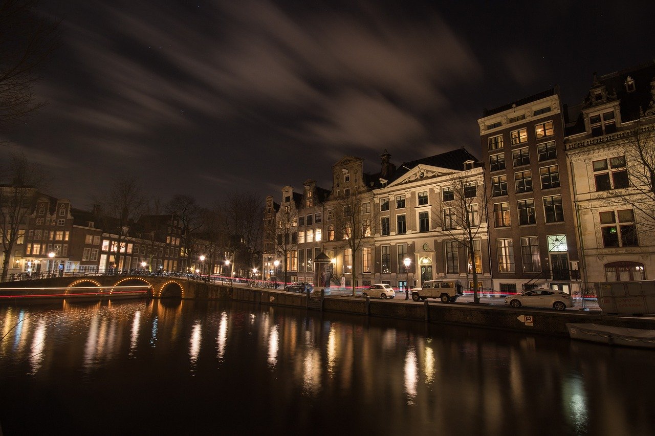 amsterdam, canal, night