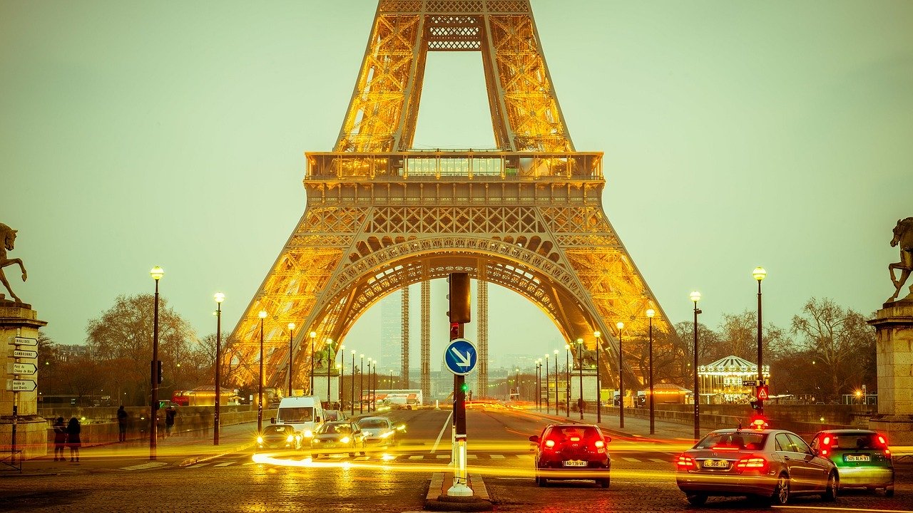 eiffel tower, long exposure, lights